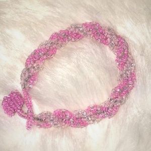 Bracelet Micro Seed Beads Pink Delicate Hand Made